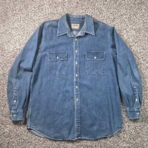 Vintage Cabelas Denim Roughneck‎ Mens Size XL Button Up Long Sleeve Shirt